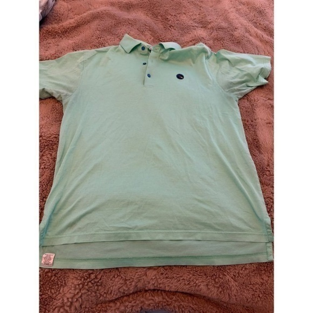 Peter Millar Mint Green Striped Cotton Polo Shirt Womens Medium Short Sleeve